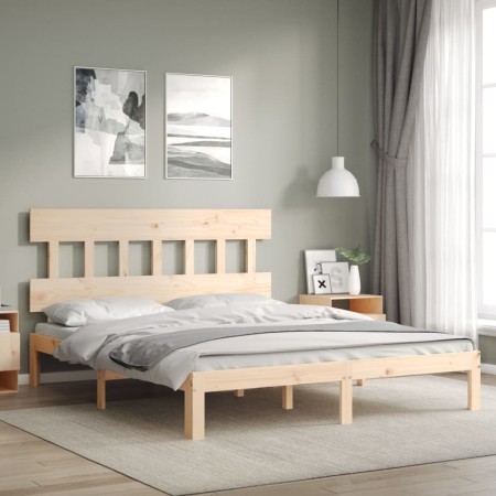 vidaXL Massivholzbett mit Kopfteil 160x200 cm