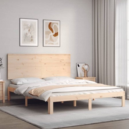 vidaXL Massivholzbett mit Kopfteil 160x200 cm