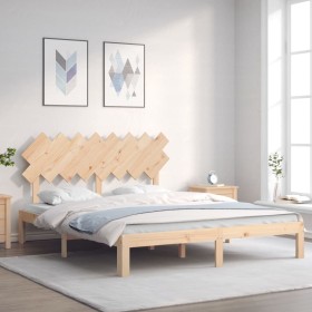 vidaXL Massivholzbett mit Kopfteil 160x200 cm