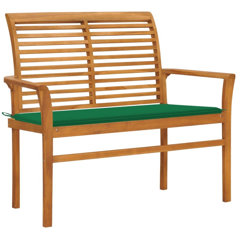 vidaXL Gartenbank mit Grüner Auflage 112 cm Massivholz Teak vidaXL Gartenbank mit Grüner Auflage 112 cm Massivholz Teak