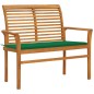 vidaXL Gartenbank mit Grüner Auflage 112 cm Massivholz Teak vidaXL Gartenbank mit Grüner Auflage 112 cm Massivholz Teak
