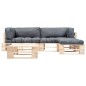 vidaXL 4-tlg. Paletten-Lounge-Set mit Kissen in Grau Holz vidaXL 4-tlg. Paletten-Lounge-Set mit Kissen in Grau Holz