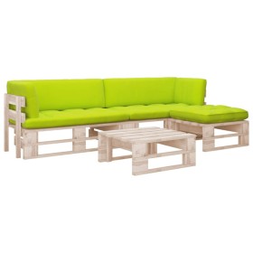 vidaXL 4-tlg. Paletten-Lounge-Set mit Kissen Imprägniertes Kiefernholz