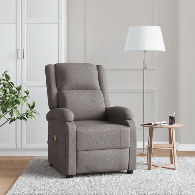 vidaXL Ohrensessel mit Massagefunktion Taupe Stoff vidaXL Ohrensessel mit Massagefunktion Taupe Stoff