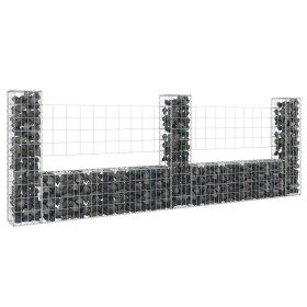 vidaXL Gabionenkorb U-Form mit 3 Säulen Eisen 260x20x100 cm