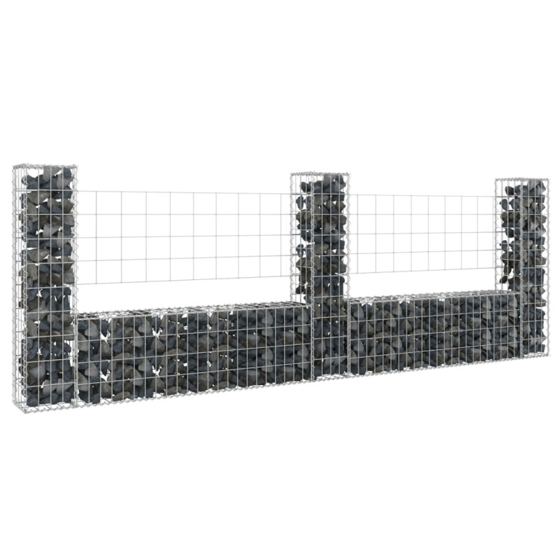 vidaXL Gabionenkorb U-Form mit 3 Säulen Eisen 260x20x100 cm vidaXL Gabionenkorb U-Form mit 3 Säulen Eisen 260x20x100 cm