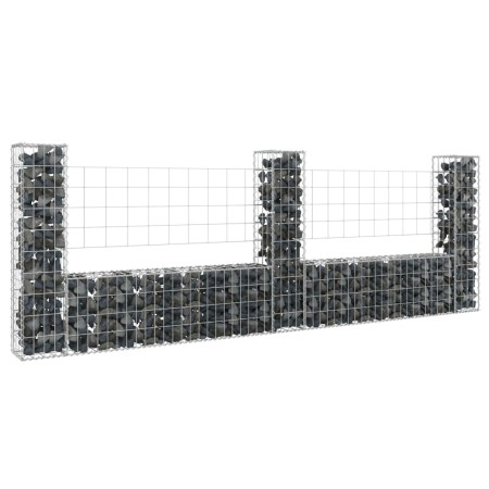vidaXL Gabionenkorb U-Form mit 3 Säulen Eisen 260x20x100 cm
