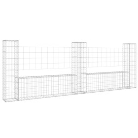 vidaXL Gabionenkorb U-Form mit 3 Säulen Eisen 260x20x100 cm