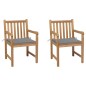 Gartenstühle 2 Stk. mit Grauen Kissen Massivholz Teak Gartenstühle 2 Stk. mit Grauen Kissen Massivholz Teak