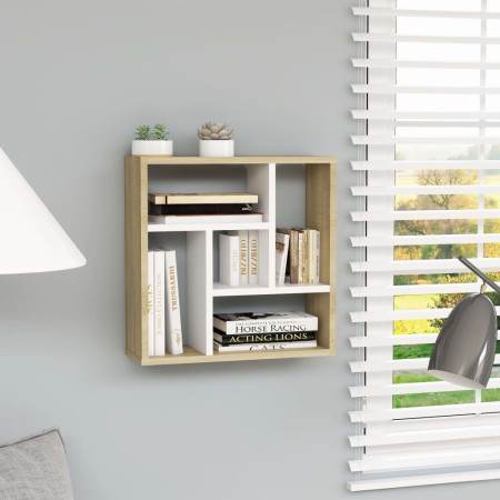 vidaXL Wandregal Weiß und Sonoma-Eiche 45,1x16x45,1 cm Holzwerkstoff