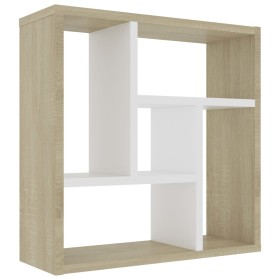 vidaXL Wandregal Weiß und Sonoma-Eiche 45,1x16x45,1 cm Holzwerkstoff