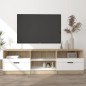 vidaXL TV-Schrank Weiß Sonoma-Eiche 150x33,5x45 cm Holzwerkstoff vidaXL TV-Schrank Weiß Sonoma-Eiche 150x33,5x45 cm Holzwerkstoff