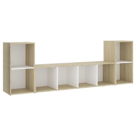 vidaXL 3-tlg. TV-Schrank-Set Weiß Sonoma-Eiche Holzwerkstoff