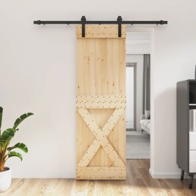 vidaXL Schiebetür mit Beschlag 70x210 cm Massivholz Kiefer