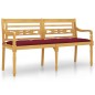 vidaXL Batavia-Bank mit Weinrotem Kissen 150 cm Massivholz Teak vidaXL Batavia-Bank mit Weinrotem Kissen 150 cm Massivholz Teak