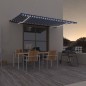 vidaXL Markise Manuell Einziehbar mit LED 500x350 cm Blau und Weiß vidaXL Markise Manuell Einziehbar mit LED 500x350 cm Blau und Weiß