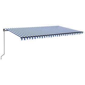 vidaXL Markise Manuell Einziehbar mit LED 500x350 cm Blau und Weiß