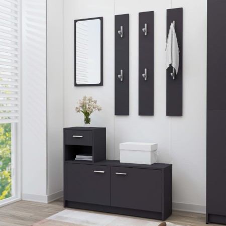 vidaXL Garderobenset Flur Grau 100x25x76,5 cm Holzwerkstoff