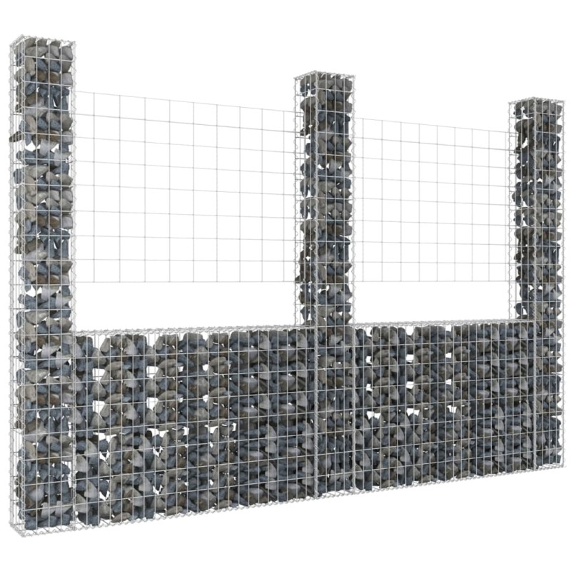 vidaXL Gabionenkorb U-Form mit 3 Säulen Eisen 260x20x200 cm vidaXL Gabionenkorb U-Form mit 3 Säulen Eisen 260x20x200 cm