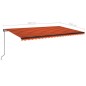vidaXL Markise Manuell Einziehbar mit LED 500x350 cm Orange & Braun