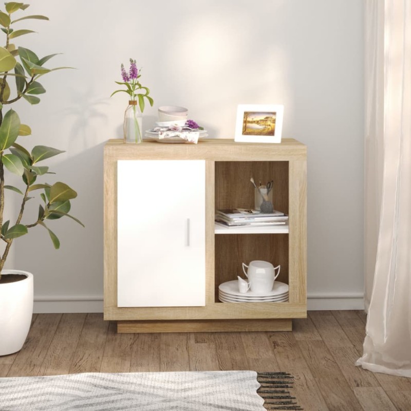 vidaXL Sideboard Weiß/Sonoma-Eiche 80x40x75 cm vidaXL Sideboard Weiß/Sonoma-Eiche 80x40x75 cm