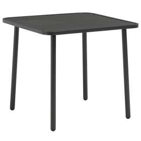 vidaXL Garten-Esstisch Stahl 80x80x72 cm Dunkelgrau Lattendesign
