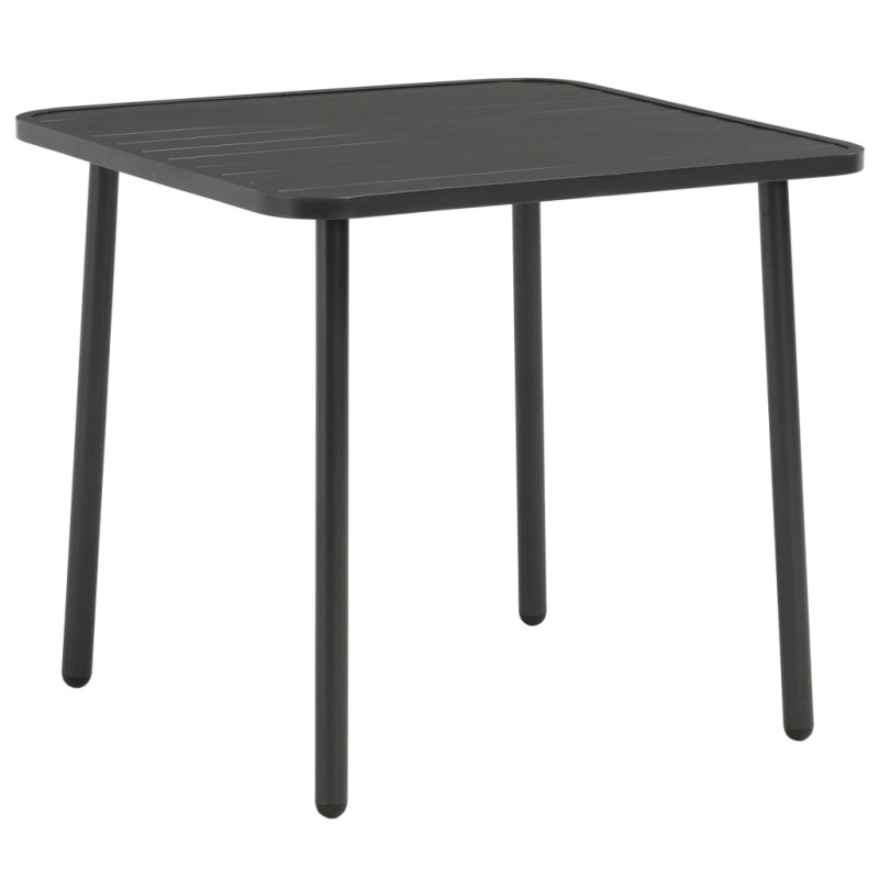 vidaXL Garten-Esstisch Stahl 80x80x72 cm Dunkelgrau Lattendesign vidaXL Garten-Esstisch Stahl 80x80x72 cm Dunkelgrau Lattendesign