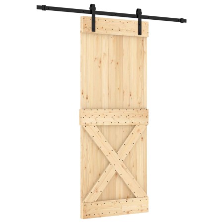 vidaXL Schiebetür mit Beschlag 80x210 cm Massivholz Kiefer