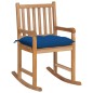 Schaukelstuhl mit Blauem Kissen Massivholz Teak Schaukelstuhl mit Blauem Kissen Massivholz Teak