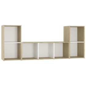 vidaXL 3-tlg. TV-Schrank-Set Weiß Sonoma-Eiche Holzwerkstoff