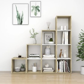vidaXL 4-tlg. TV-Schrank-Set Weiß Sonoma-Eiche Holzwerkstoff