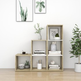 vidaXL 3-tlg. TV-Schrank-Set Weiß Sonoma-Eiche Holzwerkstoff