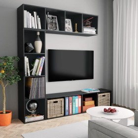 vidaXL 3-tlg. Bücher-/TV-Schrank Set Schwarz 180x30x180 cm