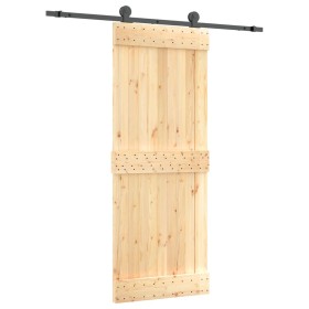 vidaXL Schiebetür mit Beschlag 80x210 cm Massivholz Kiefer