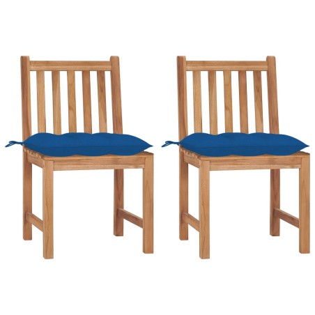 Gartenstühle 2 Stk. mit Kissen Massivholz Teak