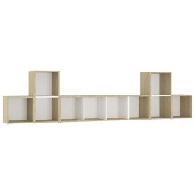vidaXL 5-tlg. TV-Schrank-Set Weiß Sonoma-Eiche Holzwerkstoff