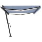 vidaXL Markise Manuell Einziehbar mit LED 500x350 cm Blau und Weiß vidaXL Markise Manuell Einziehbar mit LED 500x350 cm Blau und Weiß