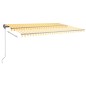 vidaXL Markise Manuell Einziehbar mit LED 500x350 cm Gelb und Weiß vidaXL Markise Manuell Einziehbar mit LED 500x350 cm Gelb und Weiß