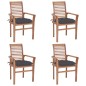 Essstühle 4 Stk. mit Anthrazit Kissen Massivholz Teak Essstühle 4 Stk. mit Anthrazit Kissen Massivholz Teak