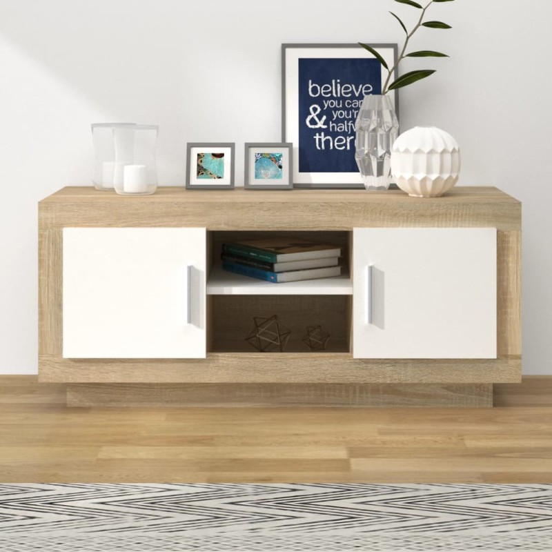 vidaXL TV-Schrank Weiß Sonoma-Eiche 102x35x45 cm Holzwerkstoff vidaXL TV-Schrank Weiß Sonoma-Eiche 102x35x45 cm Holzwerkstoff