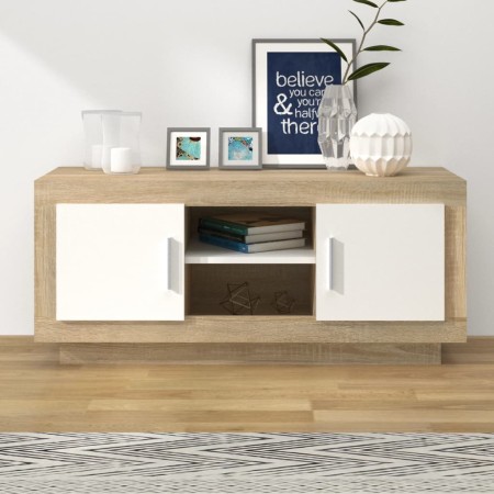 vidaXL TV-Schrank Weiß Sonoma-Eiche 102x35x45 cm Holzwerkstoff