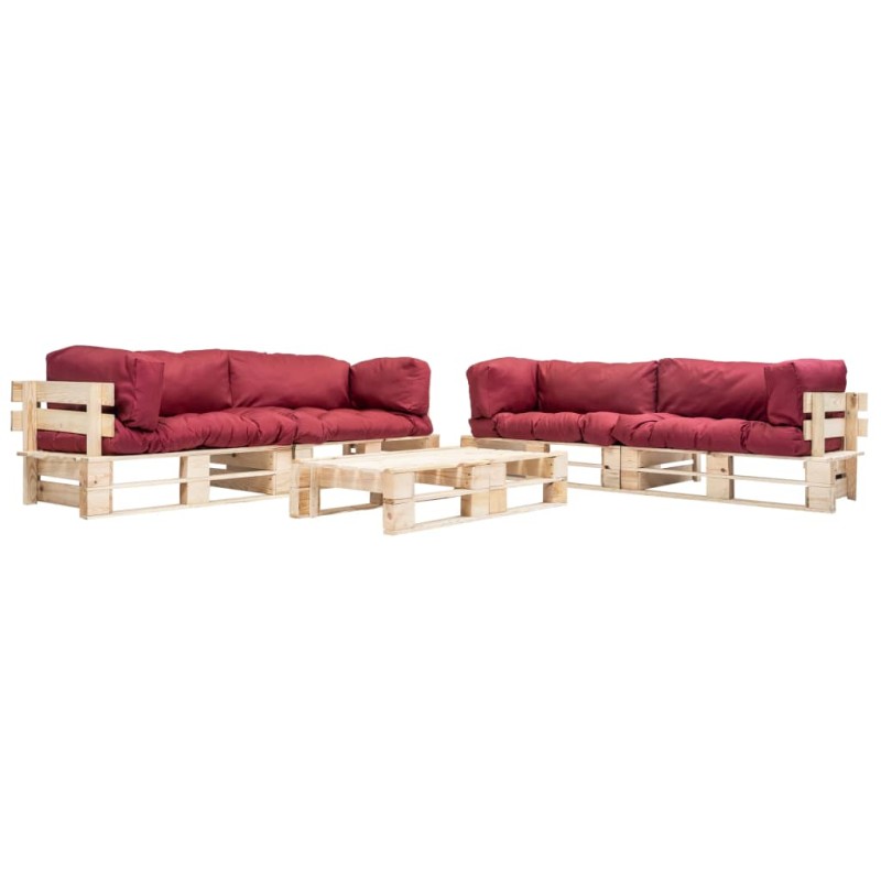 vidaXL 6-tlg. Paletten-Lounge-Set mit Kissen in Rot Holz vidaXL 6-tlg. Paletten-Lounge-Set mit Kissen in Rot Holz