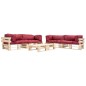 vidaXL 6-tlg. Paletten-Lounge-Set mit Kissen in Rot Holz vidaXL 6-tlg. Paletten-Lounge-Set mit Kissen in Rot Holz
