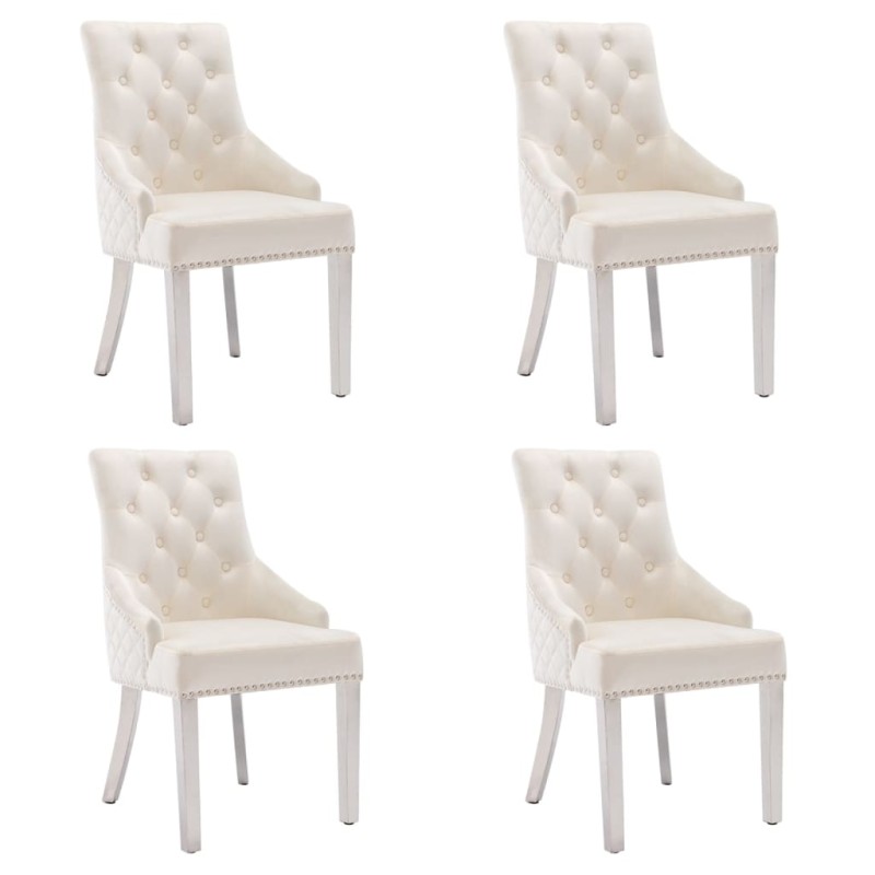 vidaXL Esszimmerstühle 4 Stk. Creme Samt vidaXL Esszimmerstühle 4 Stk. Creme Samt