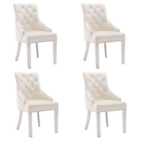 vidaXL Esszimmerstühle 4 Stk. Creme Samt