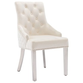 vidaXL Esszimmerstühle 4 Stk. Creme Samt