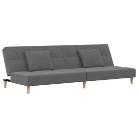 vidaXL Schlafsofa 2-Sitzer mit 2 Kissen Dunkelgrau Stoff