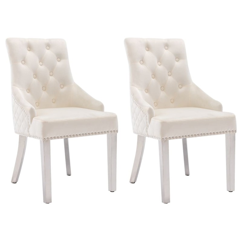 vidaXL Esszimmerstühle 2 Stk. Creme Samt vidaXL Esszimmerstühle 2 Stk. Creme Samt