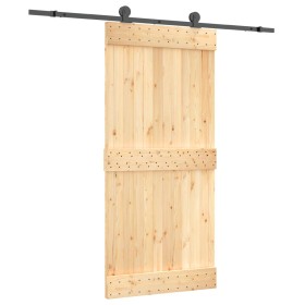 vidaXL Schiebetür mit Beschlag 95x210 cm Massivholz Kiefer