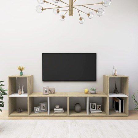 vidaXL TV-Schränke 4 Stk. Weiß Sonoma-Eiche 72x35x36,5cm Holzwerkstoff